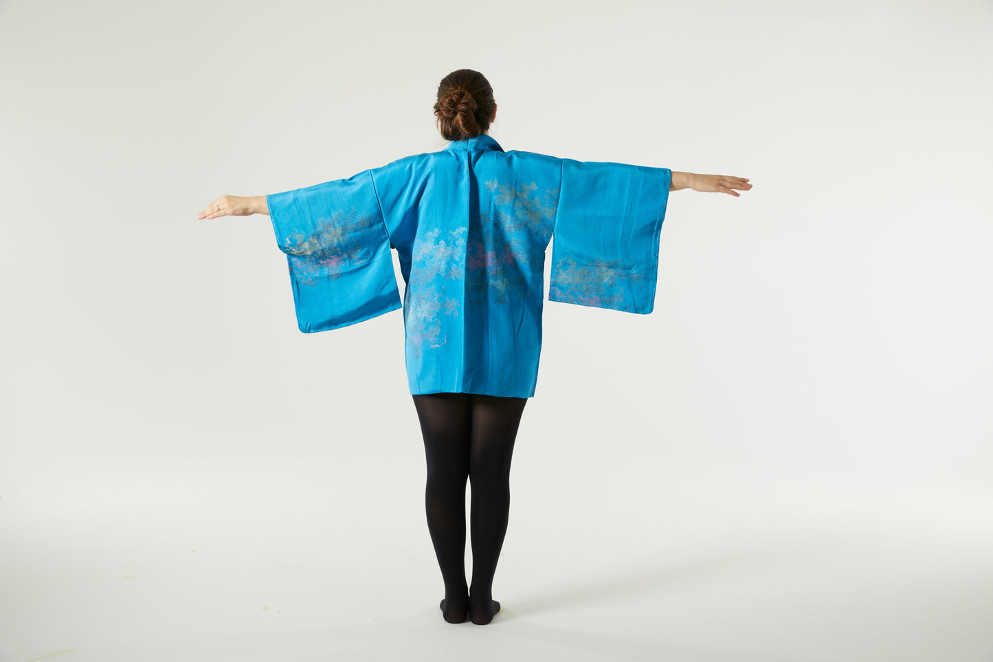 Unique Handcrafted Silk Haori "Blue Glitter"