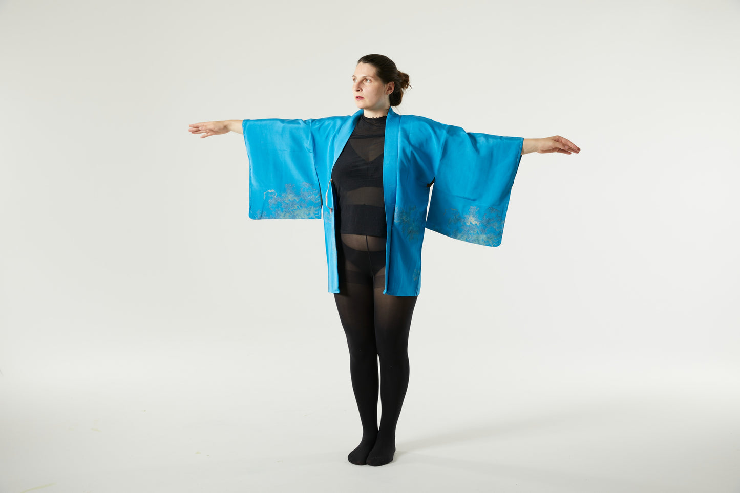 Unique Handcrafted Silk Haori "Blue Glitter"