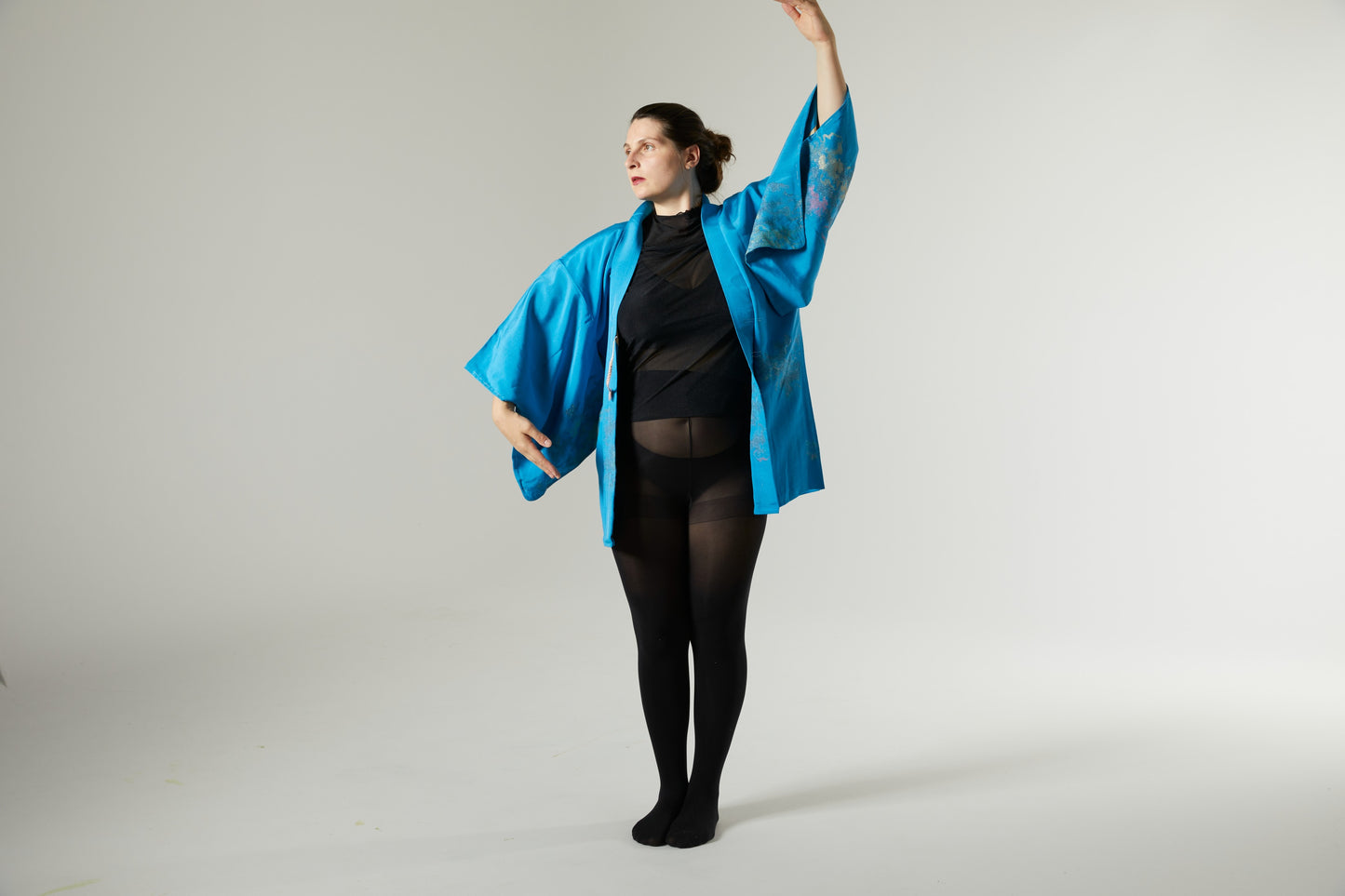 Unique Handcrafted Silk Haori "Blue Glitter"