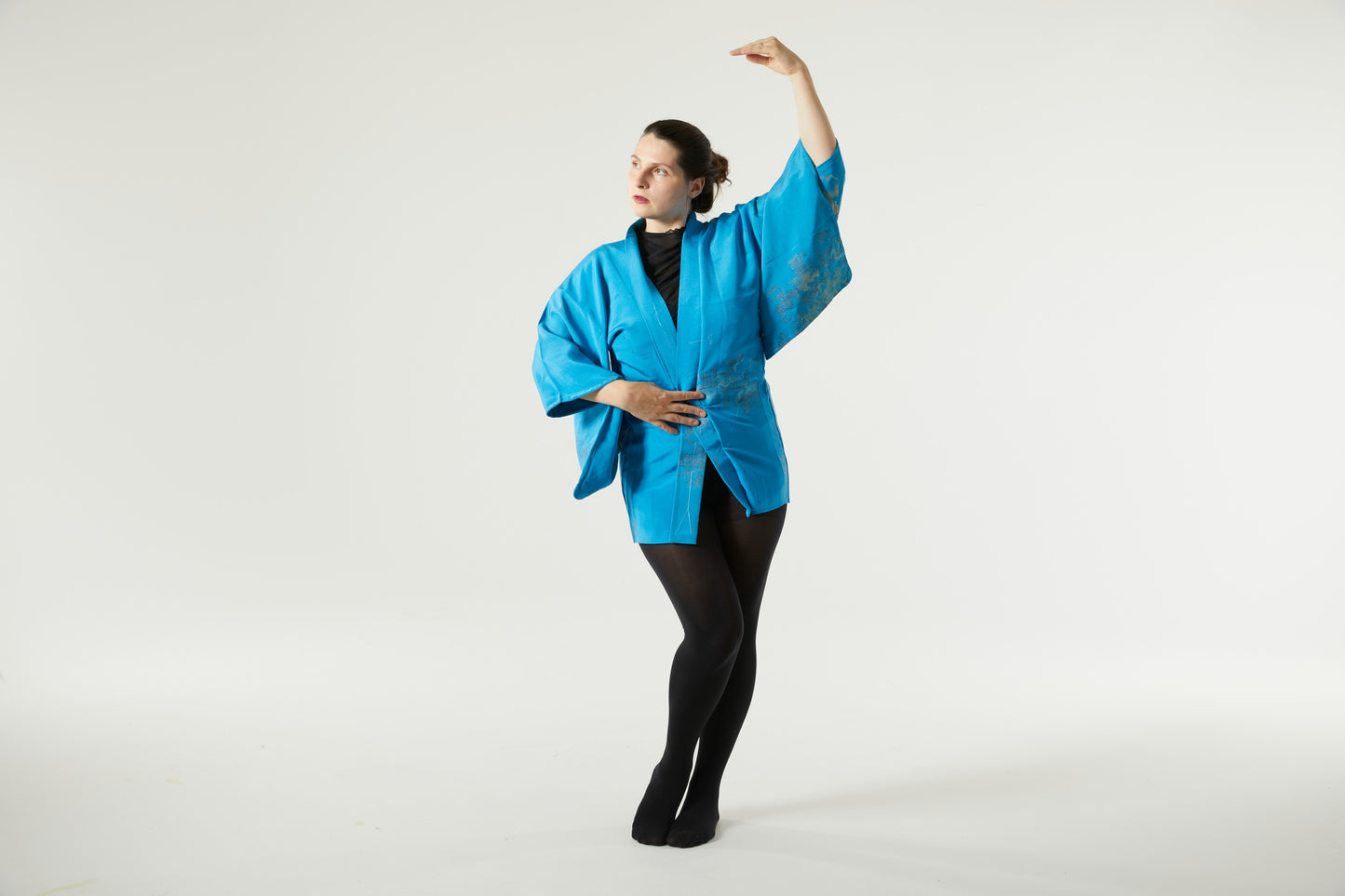 Unique Handcrafted Silk Haori "Blue Glitter"