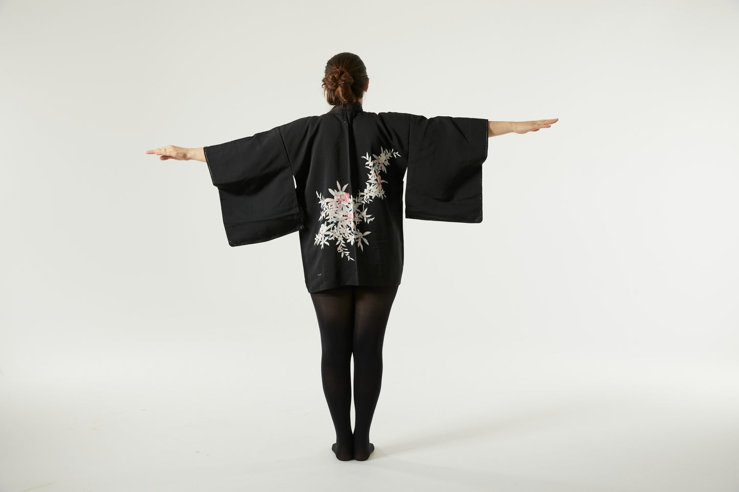Vintage Silk Haori " Black Flower"
