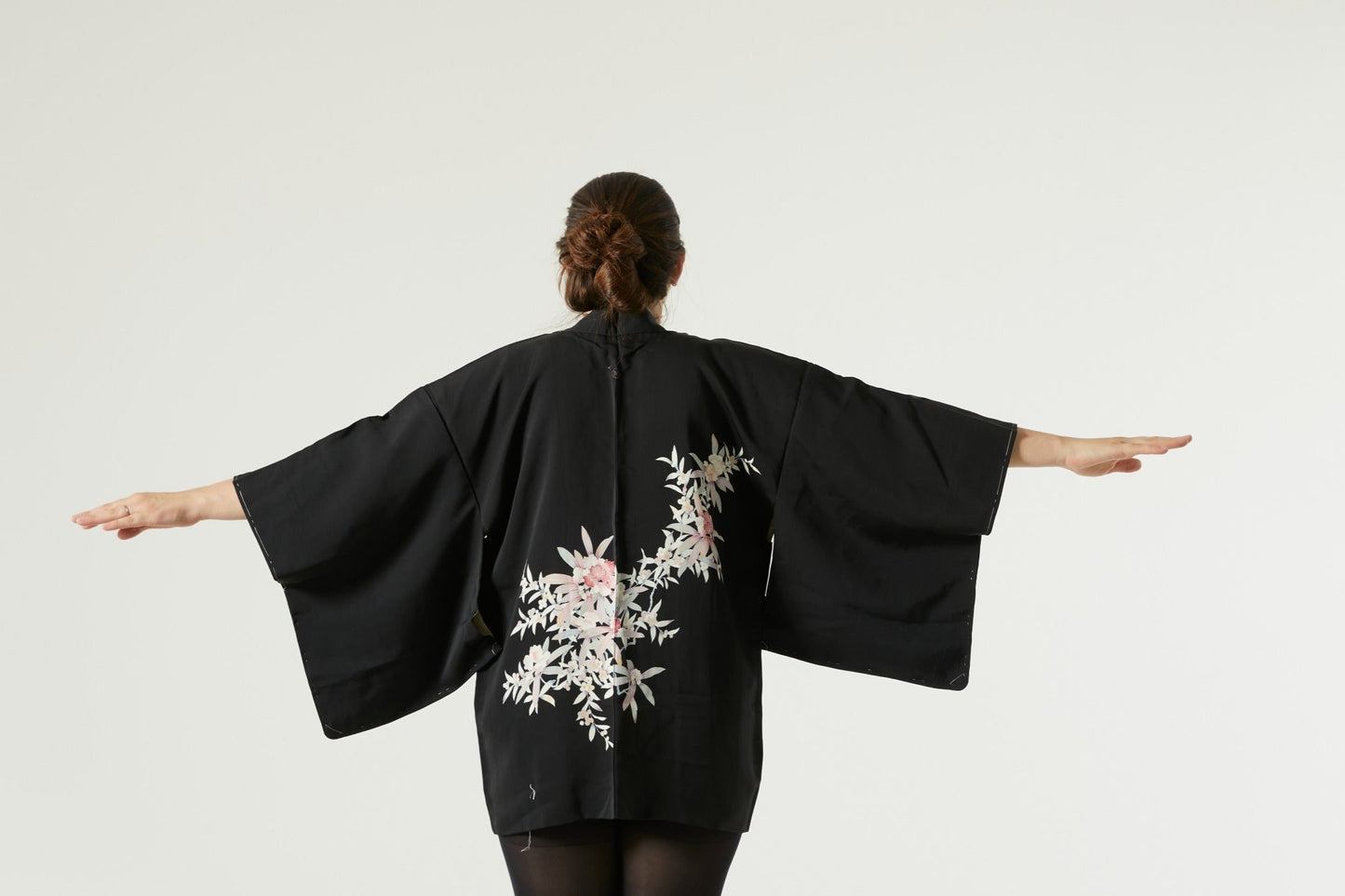 Vintage Silk Haori " Black Flower"
