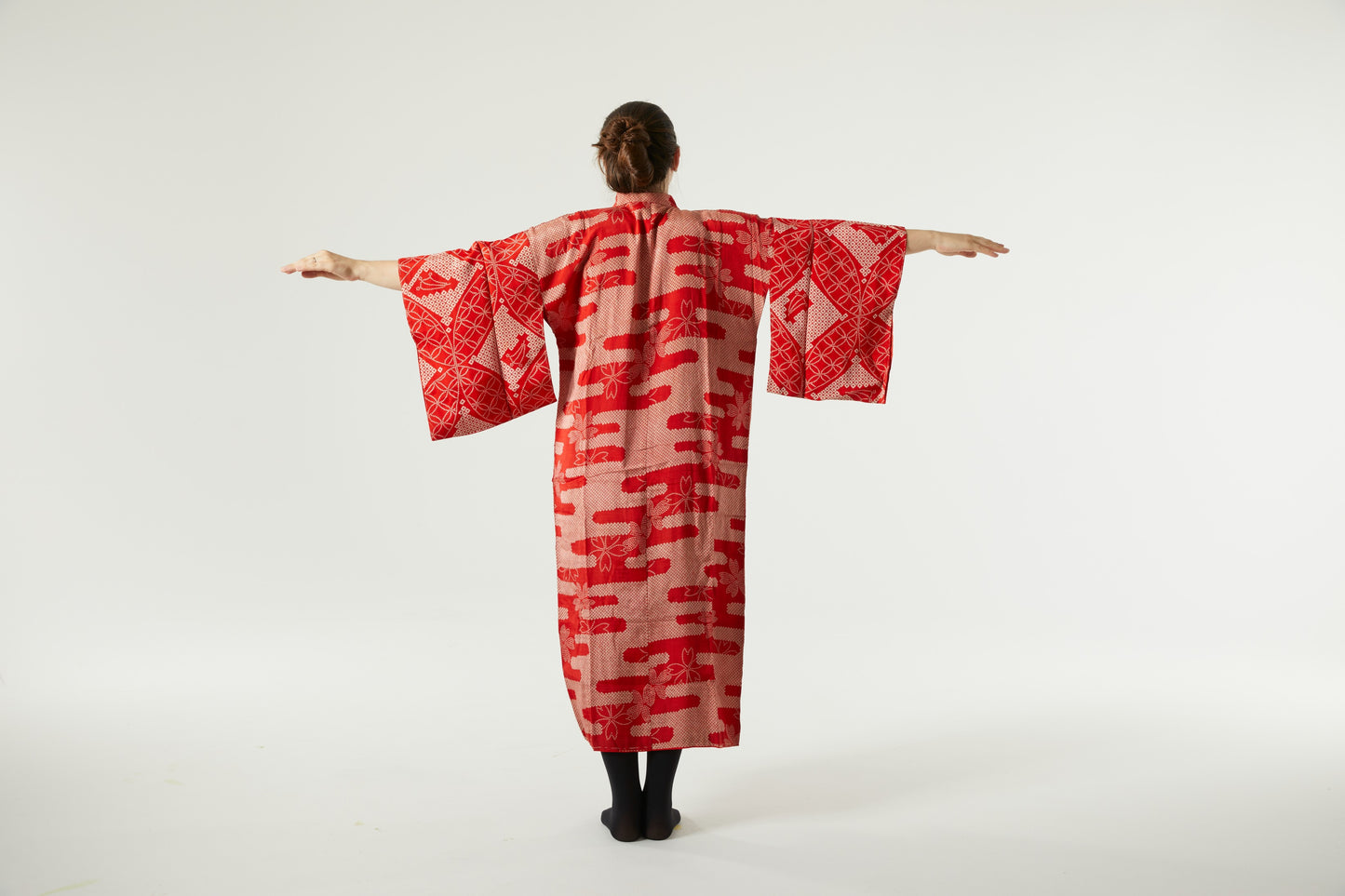 "Red Fire" Handcrafted Shibori Silk Kimono for Lovers