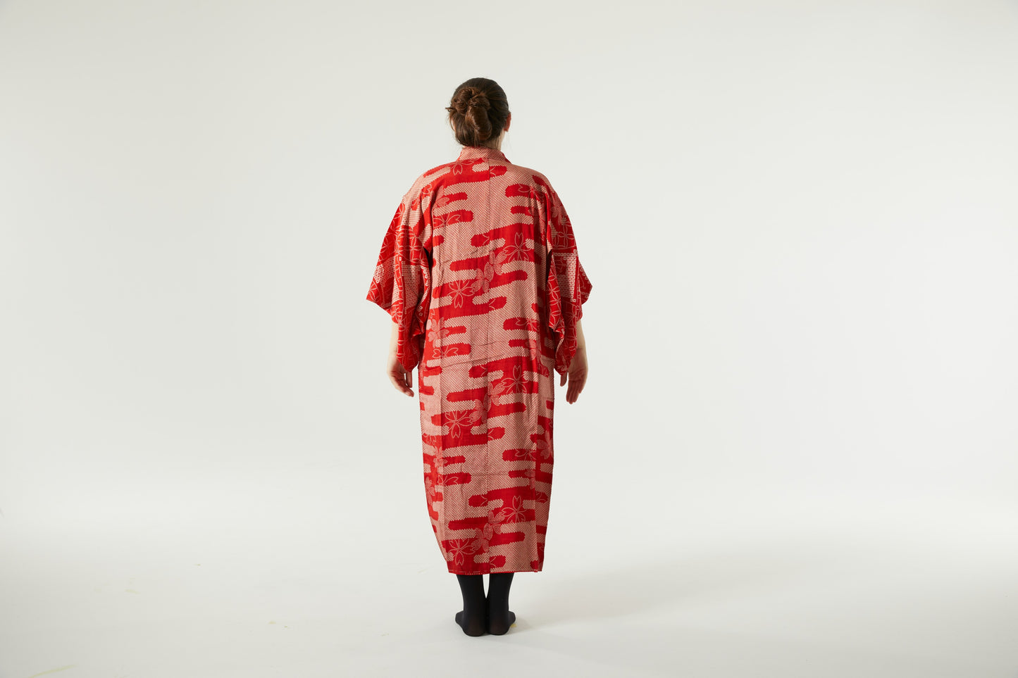 "Red Fire" Handcrafted Shibori Silk Kimono for Lovers