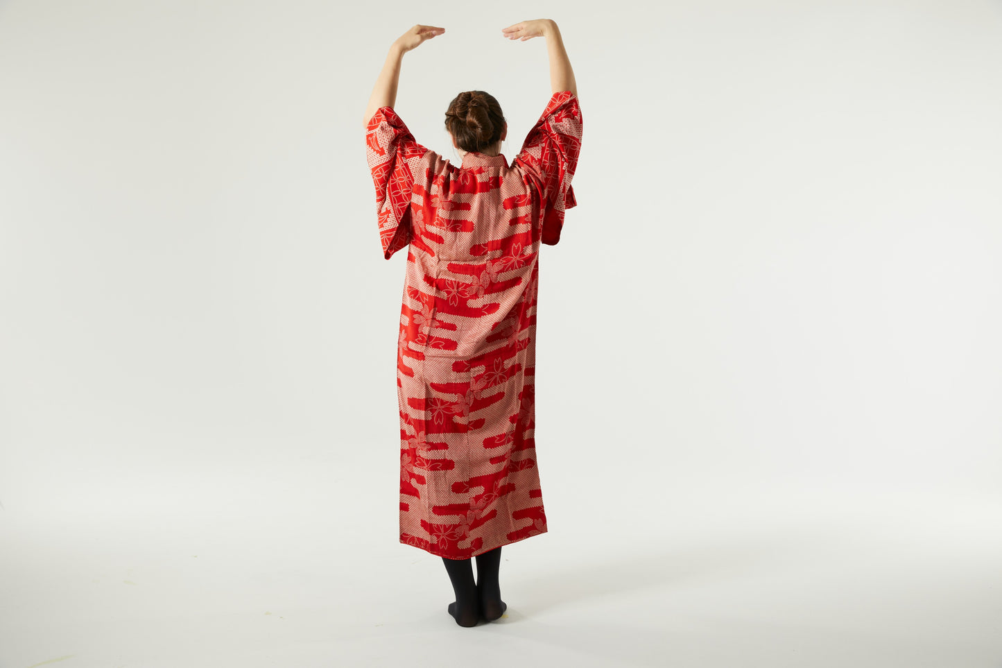 "Red Fire" Handcrafted Shibori Silk Kimono for Lovers