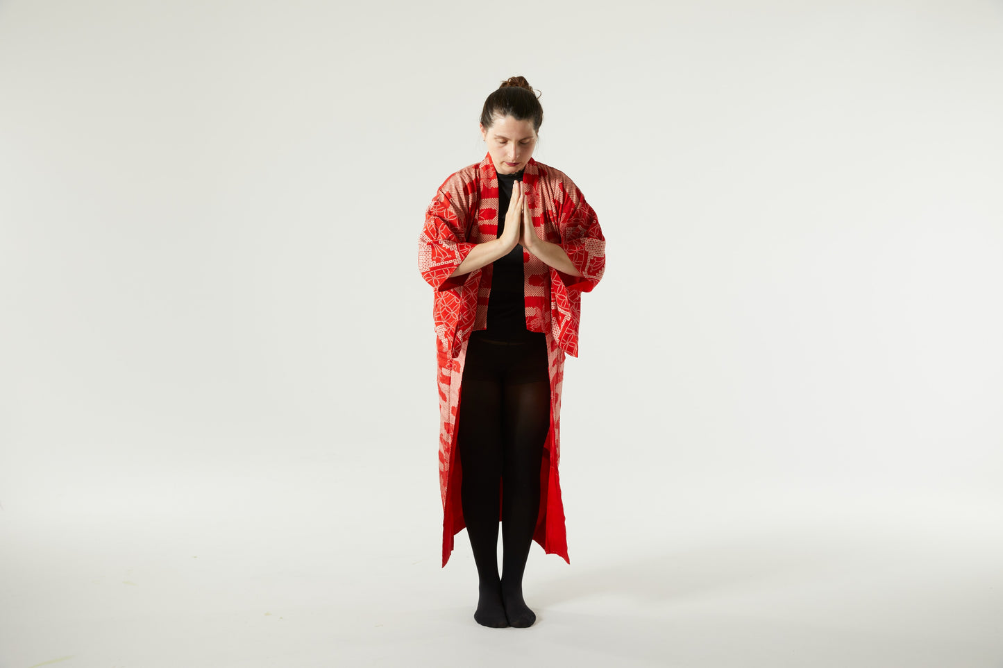 "Red Fire" Handcrafted Shibori Silk Kimono for Lovers