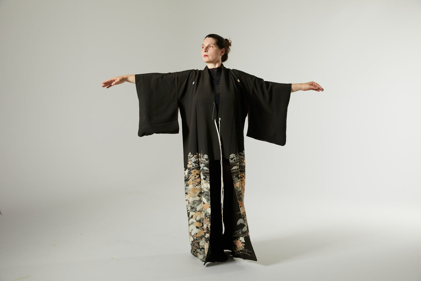 Unique Artistic Silk Kimono "Dark Kingdom"